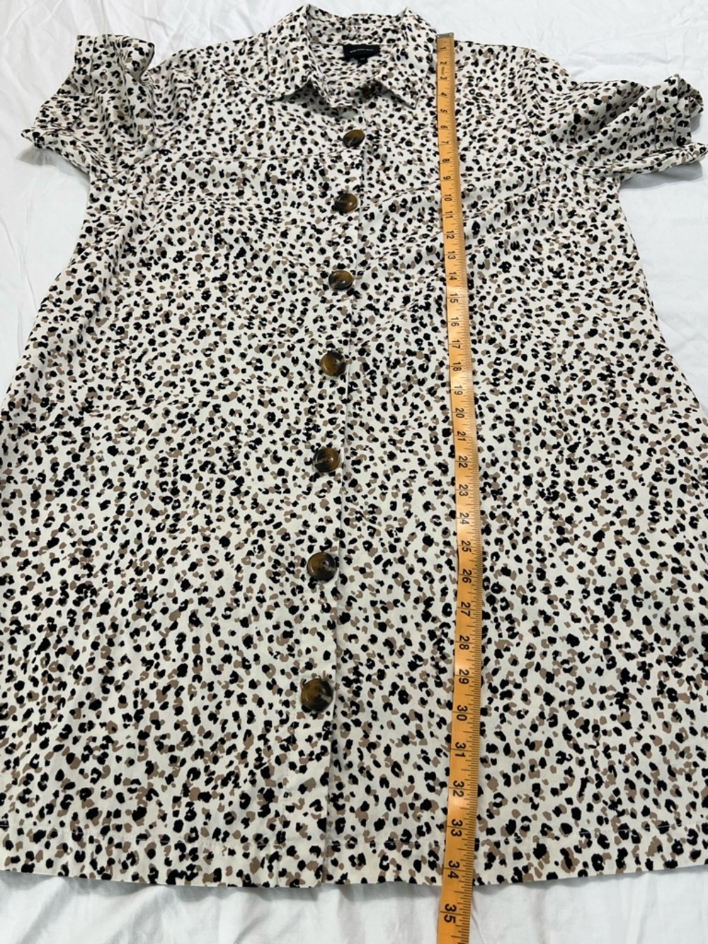 Who What Wear Leopard Print Button Front Shirt Dress Cotton Short Sleeve M - Picture 3 of 7